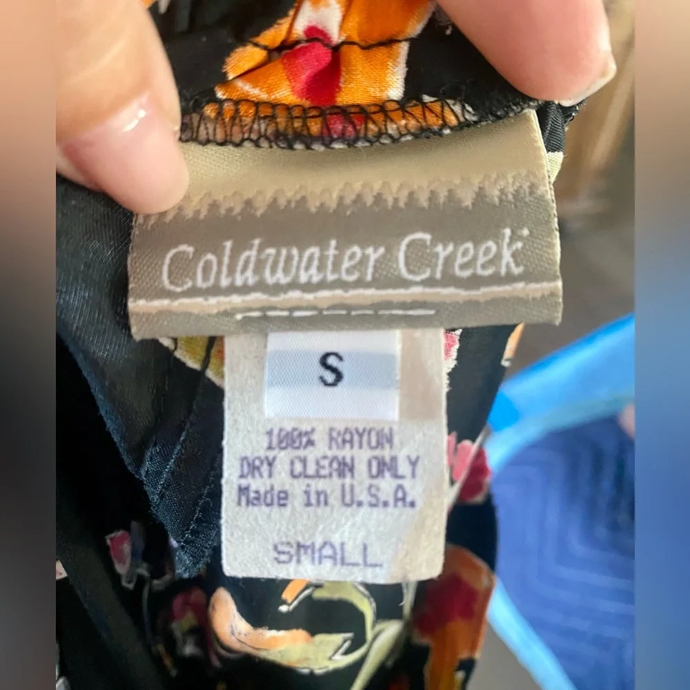 Vintage 90s Coldwater Creek maxi skirt, black w/ floral pattern, size S - Picture 3 of 6